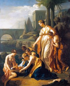 Moses reddet fra vann, av Adriaen van der Werff (1659-1722), 75x60 cm, olje på panel av Adriaan van der Werff