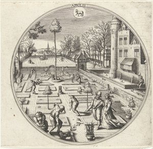 april Aprilis (tittel på objekt) De tolv månedene (serietittel) av Adriaen Collaert