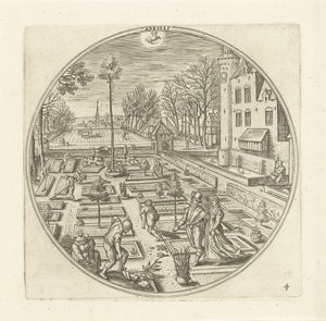 april Aprilis (tittel på objekt) De tolv månedene (serietittel) av Adriaen Collaert