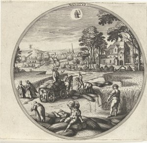 August Avgvstvs (tittel på objekt) De tolv månedene (serietittel) av Adriaen Collaert