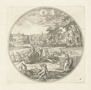 August Avgvstvs (tittel på objekt) De tolv månedene (serietittel) av Adriaen Collaert