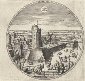 februar Febrvarivs (tittel på objekt) De tolv månedene (serietittel) av Adriaen Collaert
