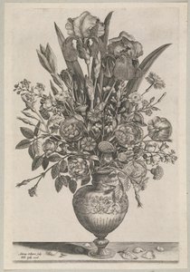 Blomsterstykke med iris av Adriaen Collaert
