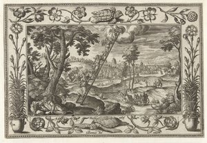 Jakobs stigelandskap med bibelske, mytologiske scener og jaktscener (serietittel) av Adriaen Collaert