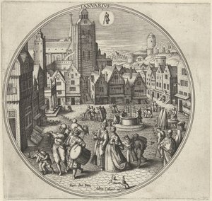 januar Ianvarivs (tittel på objekt) De tolv månedene (serietittel) av Adriaen Collaert