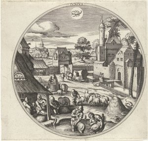 juni Jvnivs (tittel på objekt) De tolv månedene (serietittel) av Adriaen Collaert