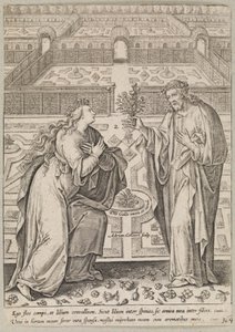Kristus og hans brud, Ecclesia, i en hage av Adriaen Collaert