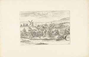 Landskap med en elv og en vindmølle Landskap rundt Antwerpen (serietittel) av Adriaen Collaert