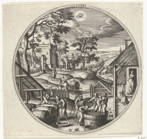 oktober De tolv månedene (serietittel) av Adriaen Collaert
