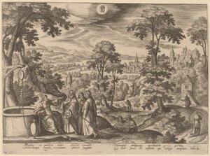 Kristus og kvinnen i Samaria av Adriaen Collaert after Hans Bol
