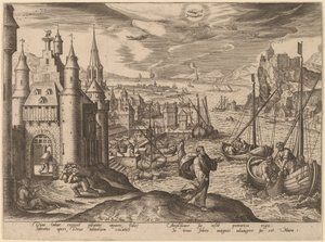 Jesus kaller apostlene blant fiskerne av Adriaen Collaert after Hans Bol