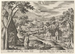Den gode hyrde av Adriaen Collaert after Hans Bol