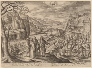 Lignelsen om de to sønnene og de urettferdige ektemennene av Adriaen Collaert after Hans Bol