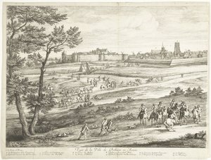 Utsikt over Bethune (venstre ark) Veuë de la Ville de Bethune en Artois (tittel på objekt)