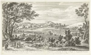 Utsikt over Saint Laurent de la Roche Utsikt over St. Laurent de la Roche og Bourg i Franche-Comté (tittel på objekt) av Adriaen Frans Boudewyns