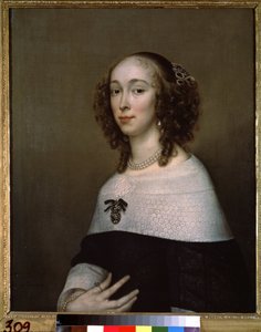 Portrait de femme (Portrett av en dame). Maleri av Adriaen Hannemann (Adrien Hanneman av Adriaen Hanneman