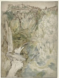 Utsikt over den store kaskaden ved Tivoli av Adriaen Honich (attributed to)