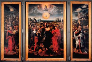 Tryptic of Saint Pancrace - Maleri på tre av Adriaen Isenbrant (Adrien Ysenbrant, Ysenbrandt, Hysebrant) (1490-1551) Debut på 1500-tallet Dim 185x270 cm Genes, chiesa di san Pancrazio