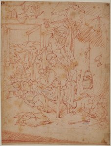 Nederlandsk interiør av Adriaen Jansz. van (attr. to) Ostade