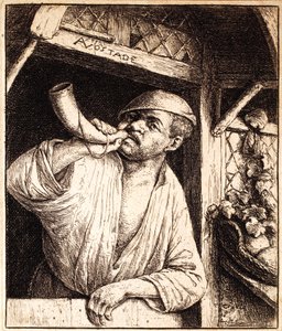 Baker Sounding His Horn, ca. 1670 av Adriaen Jansz. van Ostade