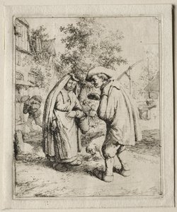 Bonde samtaler med en kvinne. av Adriaen Jansz. van Ostade