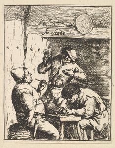 Sanger står mellom to røykere, 1610-85. av Adriaen Jansz. van Ostade