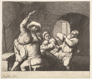 The Knife Thrust, 1610-85. av Adriaen Jansz. van Ostade