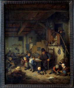 Skolemesteren Scene-klassen, en gammel lærer med små elever fra favorittbakgrunner. Maleri av Adrien van Ostade (1610-1685) 1662 Søn. 0,4x0,32 m av Adriaen Jansz. van Ostade