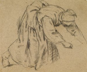 Woman Bending Down, 1656 (kritt på papir) av Adriaen Jansz. van Ostade