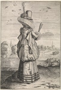 Klær og manerer av adelige kvinner og landsmenn Elegant dame fra hagedis Kleding og omgivelser av Nederlandse adellijke dames en boerinnen (serietittel) Oppførselen og tilbedelsen til de edle og rustne matronene av Adriaen Matham (possibly)