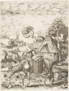 The Donkey Laden with Food, fra Emblematic Figures of Animals av Adriaen Pietersz. van de Venne