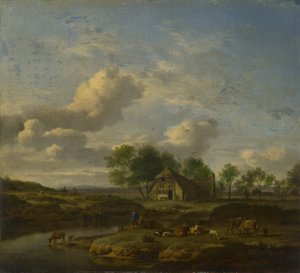 Landskap med en gård ved en bekk, 1661 av Adriaen Velde van de