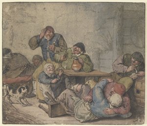 Muntere bønder på et vertshus av Adriaen van Ostade