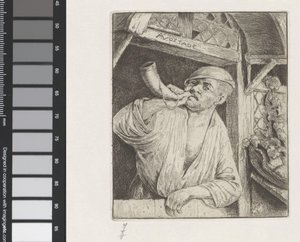 Baker blåser i horn av Adriaen van Ostade