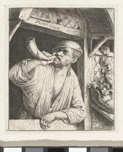 Baker blåser i horn av Adriaen van Ostade