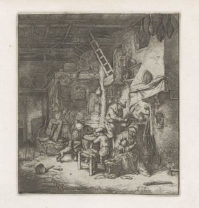 Bondefamilie i et interiør av Adriaen van Ostade