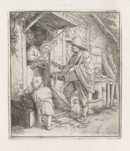 Brilleselger med en gammel kvinne av Adriaen van Ostade