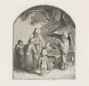 Figurer ved en kvakksalverstall av Adriaen van Ostade