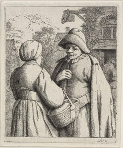 Mann og kvinne snakker sammen av Adriaen van Ostade