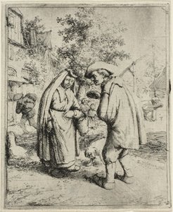 Mann og kvinne snakker av Adriaen van Ostade