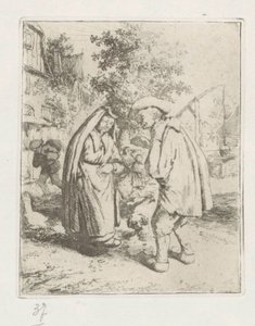 Mann og kvinne i samtale av Adriaen van Ostade