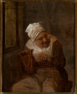 Spinnende kvinne ved vinduet av Adriaen van Ostade