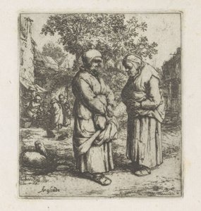 To gamle kvinner i samtale De to sladderen av Adriaen van Ostade