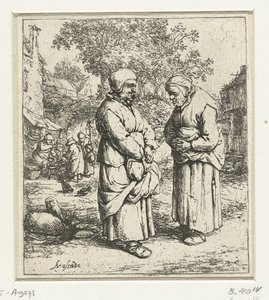 To gamle kvinner snakker av Adriaen van Ostade