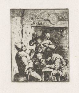 To røykere og drikker i vertshuset av Adriaen van Ostade