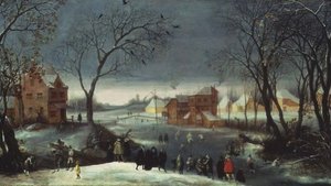 Vinterlandskap med skatere (panel)