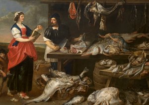 Fishmonger's Stall (olje på lerret)