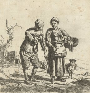 Bonde og kona i samtale av Adriaen van de Velde