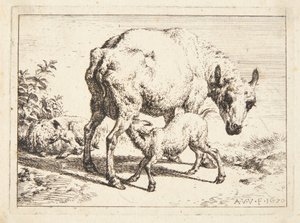 Sau og to lam av Adriaen van de Velde