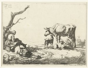 Hyrde og gjeterinne med husdyr av Adriaen van de Velde